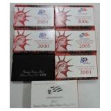 Lot of 7 silver proof sets: 1992, 2 - 2000, 2003,