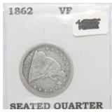 1862 Bust quarter, VF