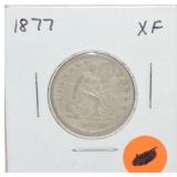 1877 Liberty Seated quarter, XF