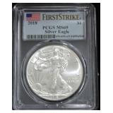 2018 silver eagle PCGS MS69, first strike