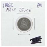 1862 Liberty Seated half dime, AU