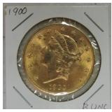 1900 $20 gold Liberty BU