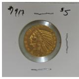 1913 $5 gold Indian MS60
