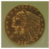 1908 $2 1/2 gold Indian, MS60