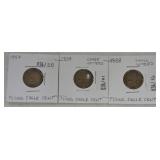 Lot of 3 Flying Eagle cents, 1857, 1858LL, 1858SL