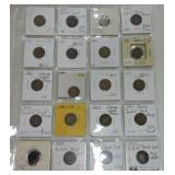 Lot of 20 Indian cents 1859-67