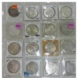 Lot of 5 Morgan and 11 Peace dollars