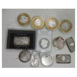 Lot of 12 - 1oz .999 silver gaming tokens, rounds,