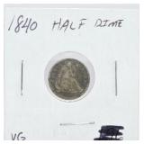 1840 Liberty Seated half dime, VG