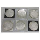 Lot of 6 - 1oz silver rounds