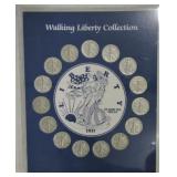 Walking Liberty half set with 15 coins