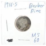 1916-S Barber dime, MS60