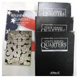 Lot of 5 state quarter albums, 290 coins, some