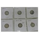 Lot of 6 Liberty seated dimes 1843-54