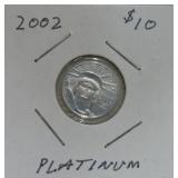 2002 $10 Liberty 1/10oz platinum coin