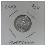 2002 $10 Liberty 1/10oz platinum coin