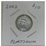 2002 $10 Liberty 1/10oz platinum coin