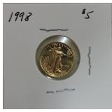 1998 $5 Gold Eagle, 1/10oz .999 gold