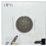 1871 Indian cent, VG