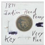 1871 Indian cent, VF