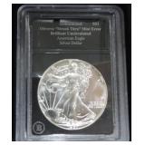 1987 silver eagle BU, Obv 'Struck Thru' mint error