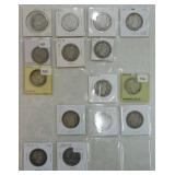 Lot of 15 Barber halves 1911-1915