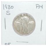 1930-S Standing Liberty quarter, AU