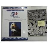 Lot of 5 State Quarter albums, 244 coins