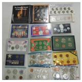 Lot of assorted US coin sets with many silver