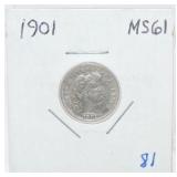 1901 Barber dime, MS61