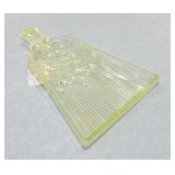 Vaseline Uranium glass whisk broom pickle dish