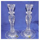 Waterford pair of candle sticks, 10'