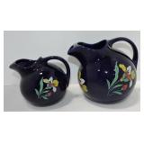 Hall China Blue Blossom lot of 2 ball jugs,