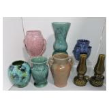 Art pottery lot of 8 vases
