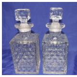 American Fostoria set of 2 liquor decanters, 9'