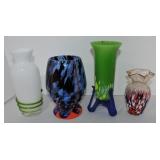 Czechoslovakia lot of 4 art glass vases