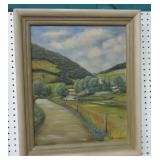 Paul Sellers covered bridge landscape, oil on