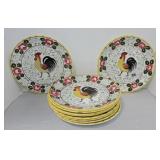 Japan Rooster & Roses set of 10 - 9 1/2' plates,