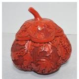 Carved cinnabar covered jar, 5'