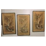 Set of 3 Chinese ink and wash scroll paintings