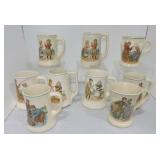 Roseville 'Dutch' lot of 9 mugs, various condition