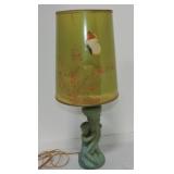 Van Briggle cherub and cornucopia lamp with