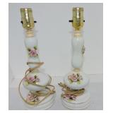 Pair of porcelain dresser lamps