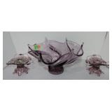 Tiffin amethyst glass table center bowl and