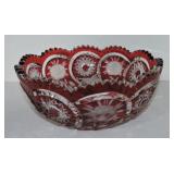 Bohemian ruby cut to clear 9 1/4' bowl