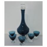 MCM wine decanter and 5 glasses