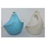 Murano lot of 2 - 6 1/2' art glass baskets