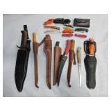 Lot of 17 knives - filet, hunting, and pocket