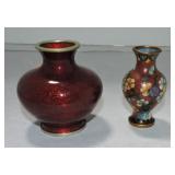 Cloisonne lot of 2 vases, 3'