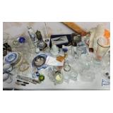 Large lot (6' table) of assorted glass,